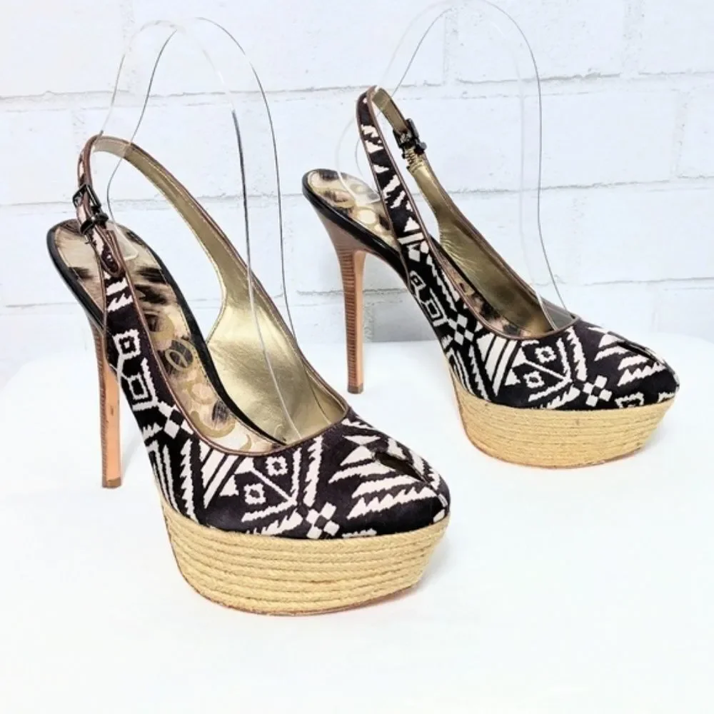 NWOB SAM EDELMAN Novato Aztec Tribal Heels 7